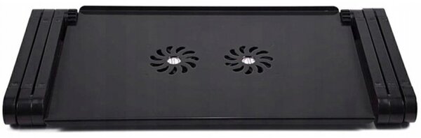 Masuta laptop pliabila, 26x42 cm, 2 ventilatoare 2500 rpm, aluminiu, suport mouse, negru