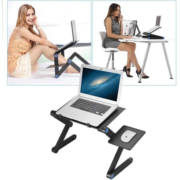 Masuta laptop pliabila, 26x42 cm, 2 ventilatoare 2500 rpm, aluminiu, suport mouse, negru