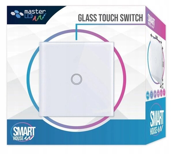 Intrerupator touch simplu, LED indicator, incastrabil, culoare alb