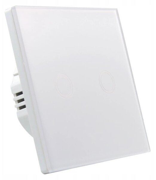 Intrerupator touch dublu, panou sticla securizata, incastrabil, LED indicator, alb