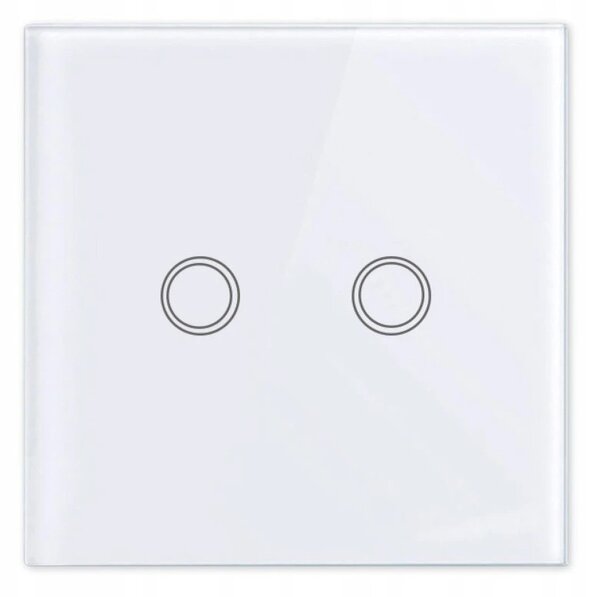 Intrerupator touch dublu, panou sticla securizata, incastrabil, LED indicator, alb