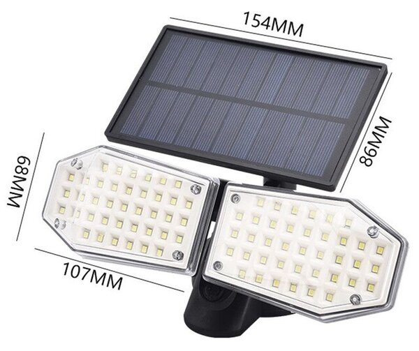 Proiector solar 15W, 78 LED-uri , senzor miscare, unghi 120 grade, IP65