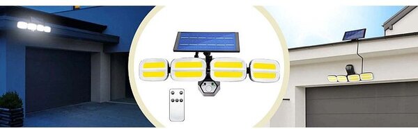 Proiector solar LED 20W, 3 programe iluminare, senzor miscare, telecomanda, IP65