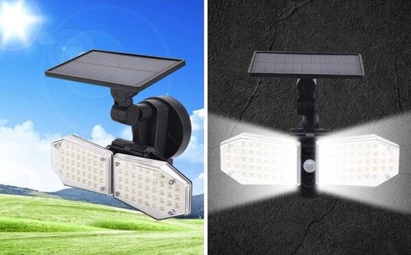 Proiector solar 15W, 78 LED-uri , senzor miscare, unghi 120 grade, IP65