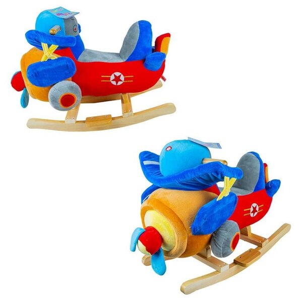 Balansoar pentru bebelusi, tip Avion, lemn si plus, 60x34x45 cm