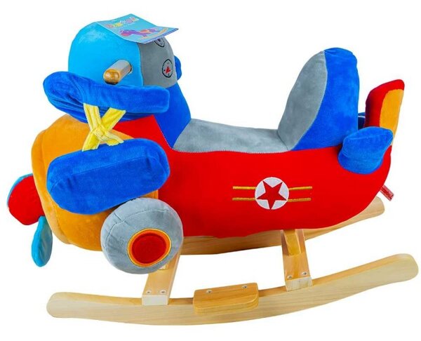 Balansoar pentru bebelusi, tip Avion, lemn si plus, 60x34x45 cm