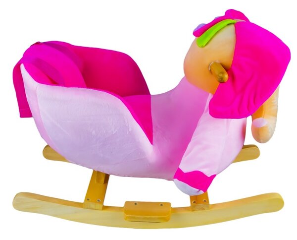 Balansoar Elefant roz, pentru bebelusi, roti rabatabile, centura de siguranta, muzica