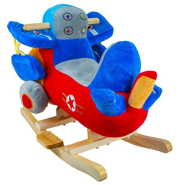 Balansoar pentru bebelusi, tip Avion, lemn si plus, 60x34x45 cm