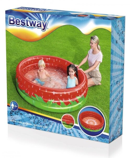 Piscina gonflabila copii, 160x160x38 cm, imprimeu capsune, 390 litri, rotunda