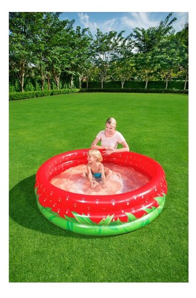 Piscina gonflabila copii, 160x160x38 cm, imprimeu capsune, 390 litri, rotunda