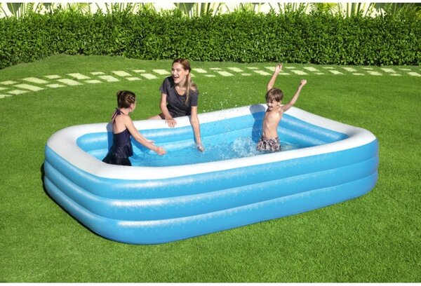 Piscina de familie 305x183x56cm, 3 inele, material vinil, 3 supape incorporate