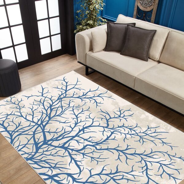 Covor Modern Living , Dormitor Dreptunghiular Elif KL8385AL Albastru (Alege dimensiunea: 60X130 cm)