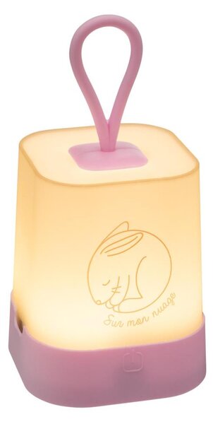 Atmosphera - Lampă de veghe LED tactilă reîncărcabilă pentru copii RABBIT, 3,7 V, 1200 mAh, roz
