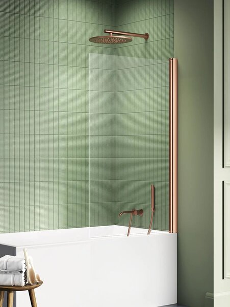 New Trendy New Soleo Copper Brushed paravan cadă 70 cm o piesă cupru periat/sticlă transparentă P-0121
