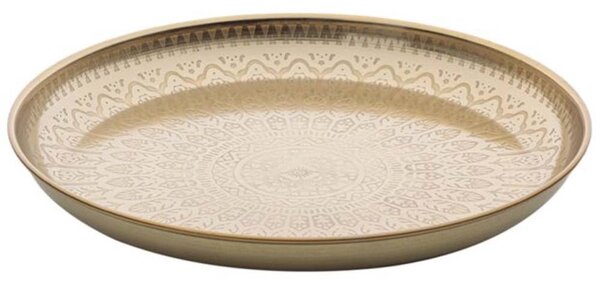 Tava metalica eleganta Pufo Golden Vintage pentru servire desert, prajituri, aperitive, 30 cm