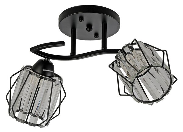Lustra Klausen Spin PL2 Metal Negru Sticla Transparenta 2xE27 Design Clasic Elegant 41x20x24 cm Corp Iluminat Interior Modern pentru Dormitor Hol