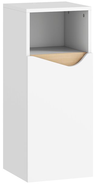 HOMCOM Dulăpior pentru Baie Îngust cu Ușă Amortizată și Raft Deschis, Mobilier Compact cu Rafturi Reglabile, pentru Bucătărie, Sufragerie sau Baie, 30x30x71,5 cm, Alb și Lemn Natur | Aosom Romania