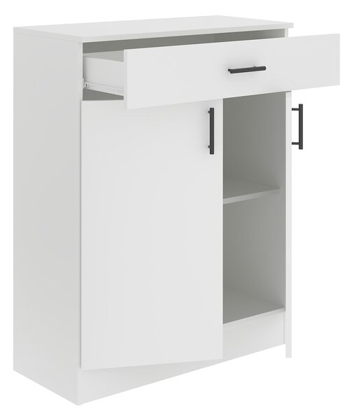 Comoda haaus Tisa, 1 Sertar, 2 Usi, Alb, 80 x 35 x 100 cm