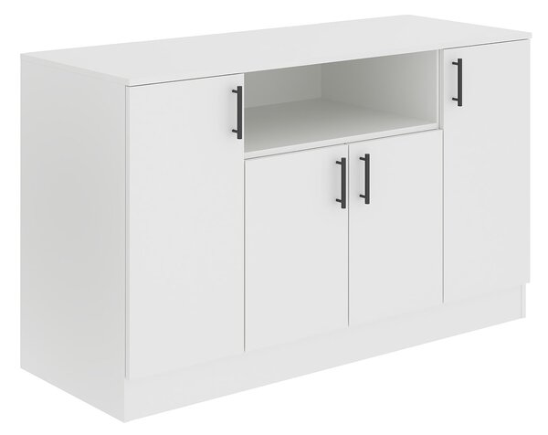 Comoda haaus Remi, 4 Usi, Alb, 135 x 50 x 80 cm