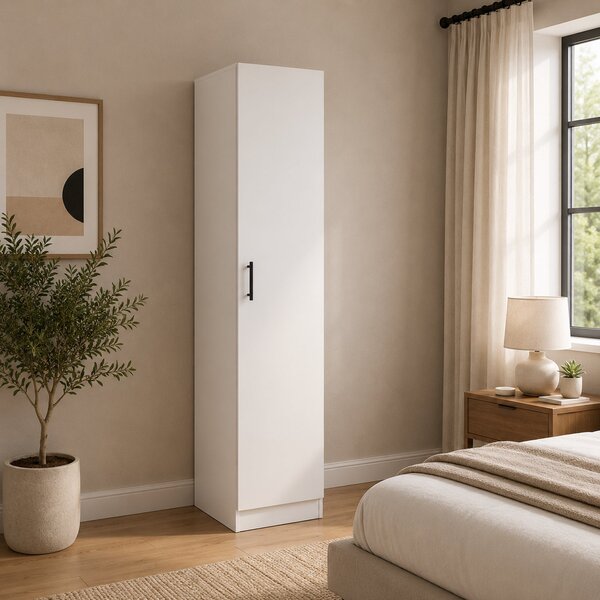 Dulap haaus Remi, O Usa, cu polite, Alb, 40 x 51 x 170 cm