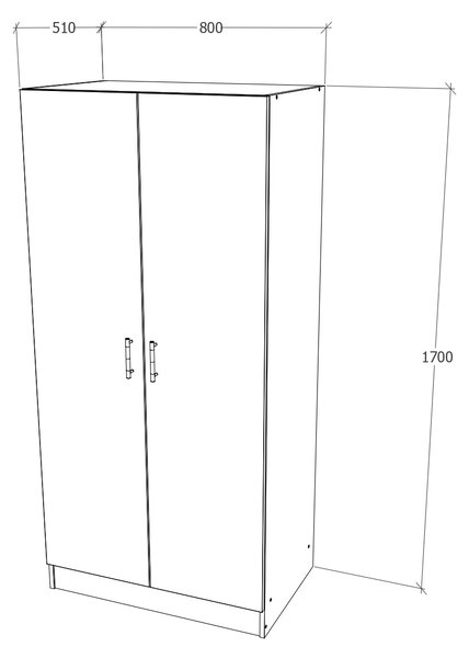 Dulap haaus Remi, 2 Usi, Alb, 80 x 51 x 170 cm