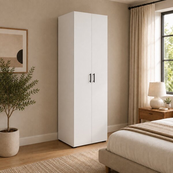 Dulap haaus Nero, 2 Usi, Alb, 80 x 52 x 200 cm