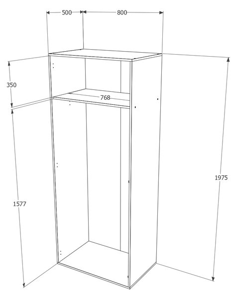 Dulap haaus Nero, 2 Usi, Alb, 80 x 52 x 200 cm