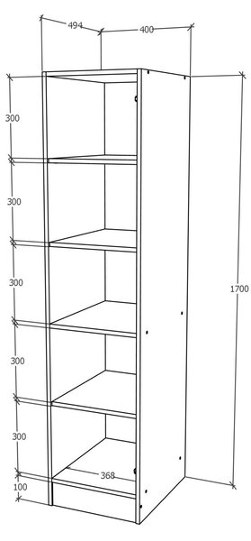 Dulap haaus Remi, O Usa, cu polite, Alb, 40 x 51 x 170 cm