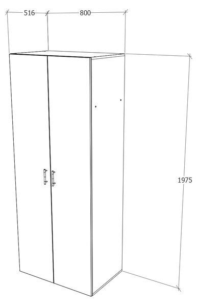 Dulap haaus Nero, 2 Usi, Alb, 80 x 52 x 200 cm