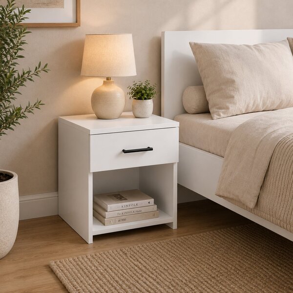 Noptiera haaus Remi, 1 Sertar, Alb, 40 x 35 x 40 cm