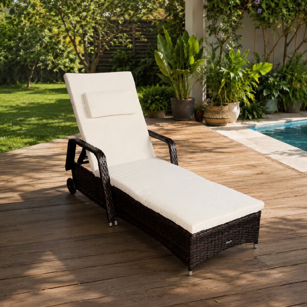 Furnigo Șezlong de grădină Verano maro - pernă bej