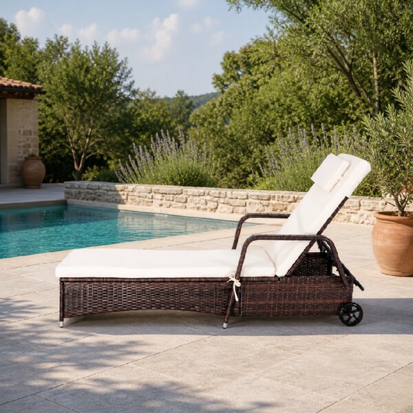 Furnigo Șezlong de grădină Verano maro - pernă bej