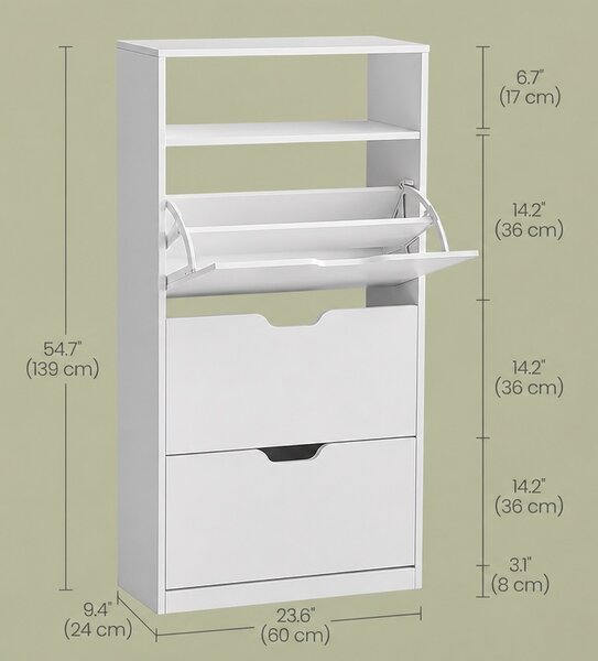 Pantofar Alb Vasagle 60x24x139 cm