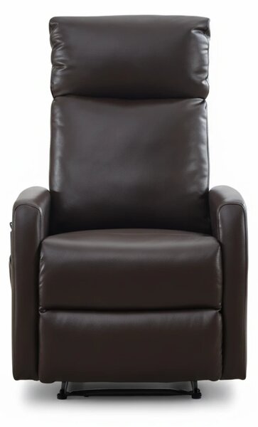 Fotoliu Masaj si Incalzire, Recliner, suport picioare extensibil, Piele ECO Premium, Maro Inchis