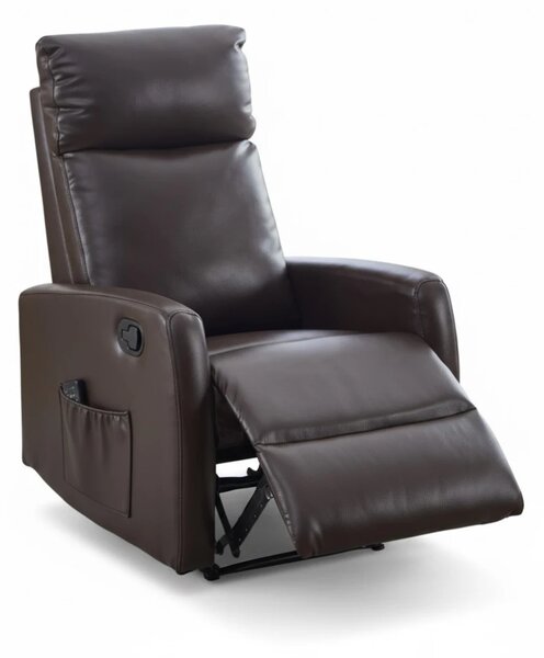 Fotoliu Masaj si Incalzire, Recliner, suport picioare extensibil, Piele ECO Premium, Maro Inchis