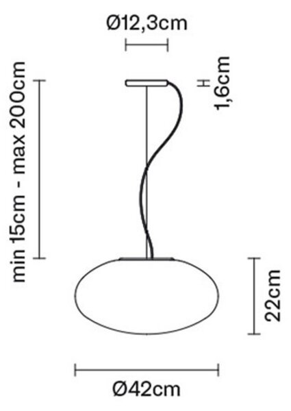 Fabbian Lumi White lampă susp. sticlă, Ø 42 cm, reglabil, Alb, Camera de zi / sufragerie, Sticlă, Design