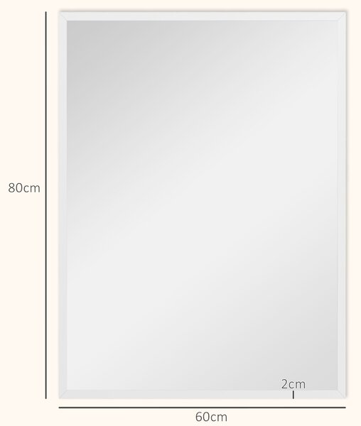 HOMCOM Oglindă Dreptunghiulară de Perete cu Cârlige, Sticlă și MDF, 60x80 cm, Negru | Aosom Romania