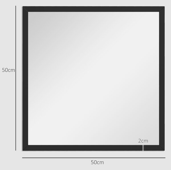 HOMCOM Oglindă de Perete Pătrată din Sticlă și MDF, 50x50 cm, Negru | Aosom Romania