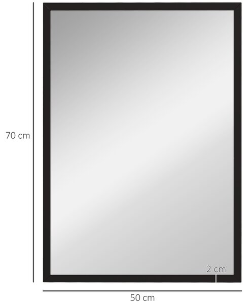 HOMCOM Oglindă Dreptunghiulară de Perete cu Cârlige, Sticlă și MDF, 60x80 cm, Negru | Aosom Romania