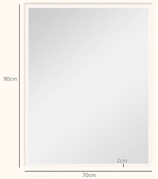 HOMCOM Oglindă de Perete din Sticlă și MDF, 70x90 cm, Alb | Aosom Romania