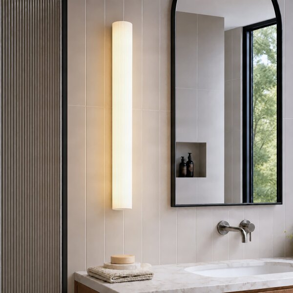 Lampă de perete Lucande, Victoire, Alb, Baie, Sticlă, Modern