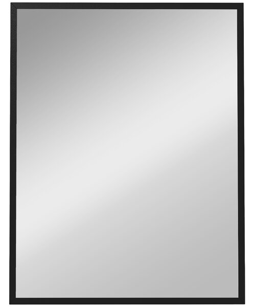 HOMCOM Oglindă de Perete din Sticlă și MDF, cu Cârlige, 70 x 90 cm, Negru | Aosom Romania