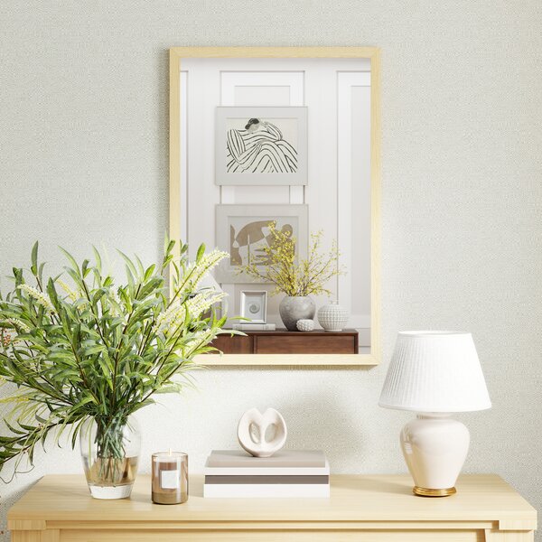 HOMCOM Oglindă de perete din sticlă și MDF, 40x60 cm, Culoare Lemn | Aosom Romania