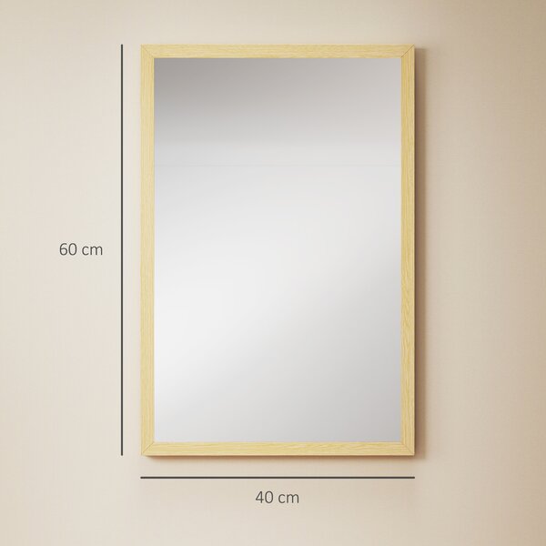 HOMCOM Oglindă de perete din sticlă și MDF, 40x60 cm, Culoare Lemn | Aosom Romania