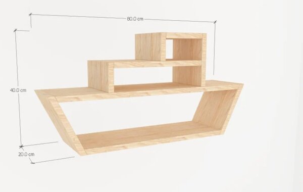 Raft de perete pentru camera copil, Sailor Wood, 80x40x20 cm, natur