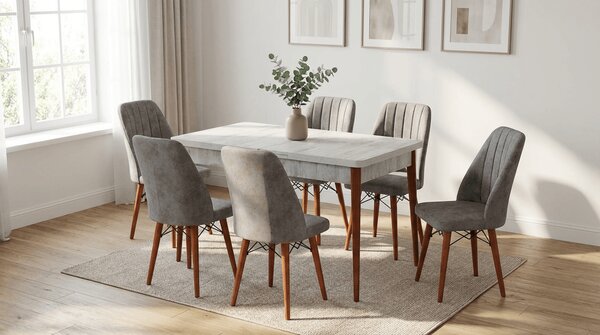 Desire Set Masa 80*170 Extensibila si Scaune 4, 6 bucati Gri