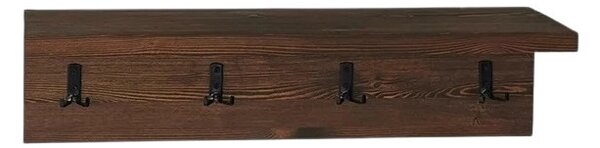 Cuier din lemn cu 8 agatatori, Bosham, 60x13.2x11.4 cm, nuc/negru