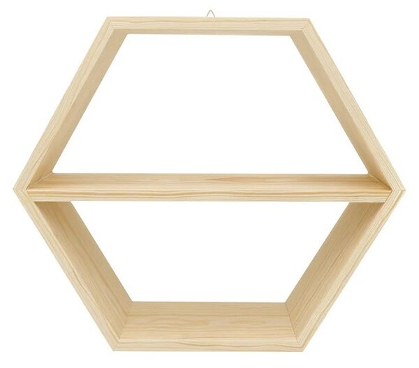 Raft de perete in forma hexagonala, Verdesca, 37.5x32.5x11.4 cm, natur