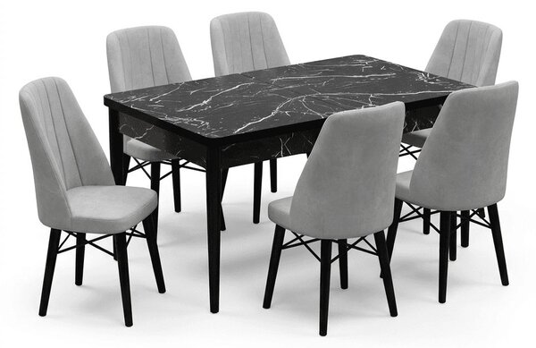 Babyface Madrid Set Masa Extensibila 80x130-170 si Scaune 6 bucati Gri