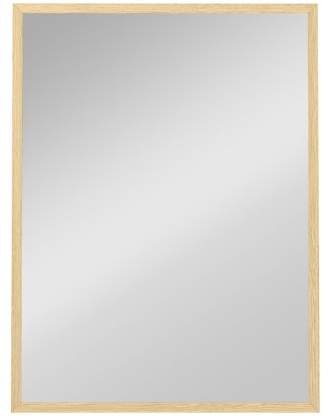 HOMCOM Oglindă de perete dreptunghiulară cu cârlige, din sticlă și MDF, 60x80 cm, finisaj lemn | Aosom Romania